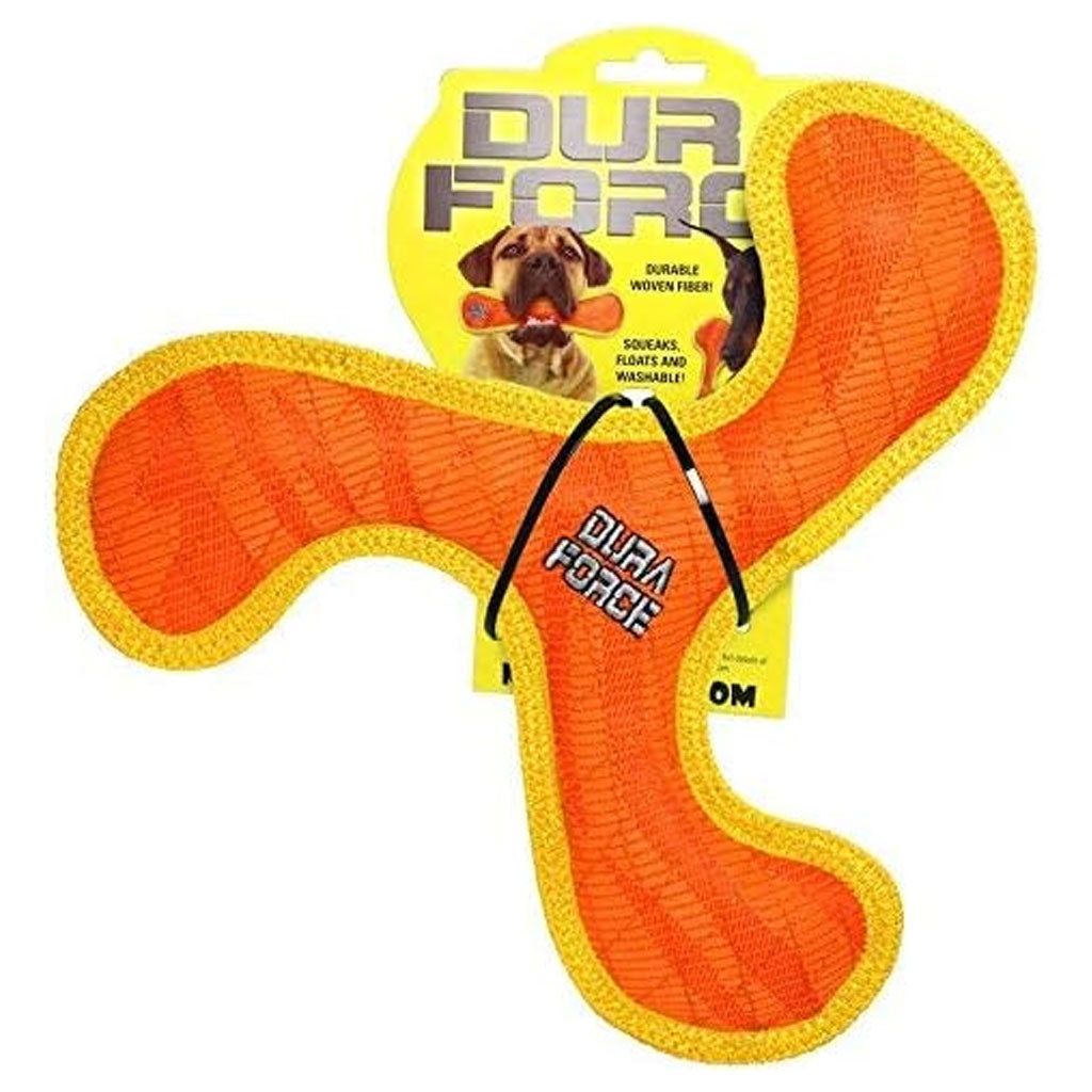 Duraforce Jr Boomerang Dog Toy Orange & Yellow