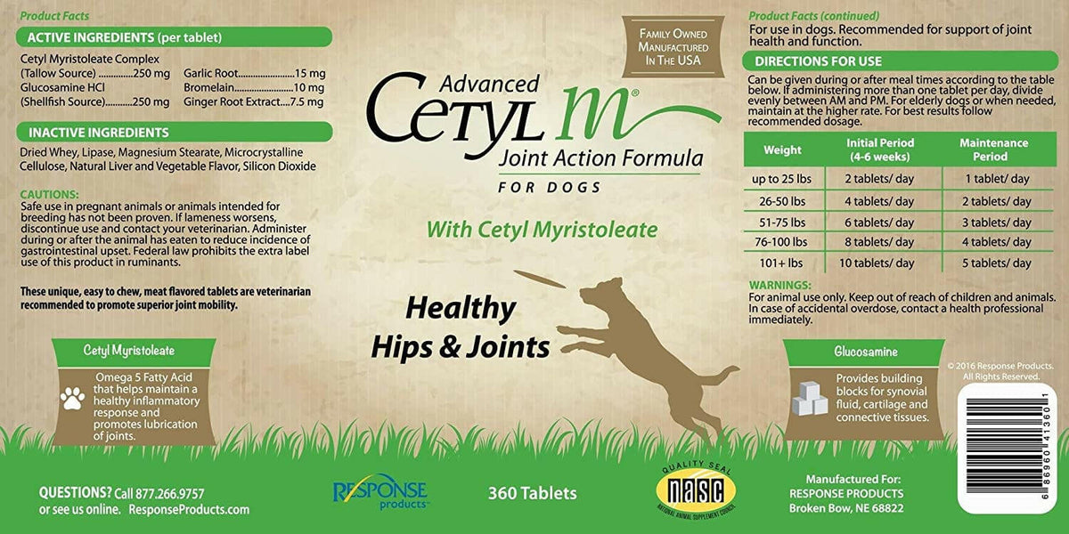 Durvet Advanced Cetyl M Joint Action Formula for Dogs (120 ct)