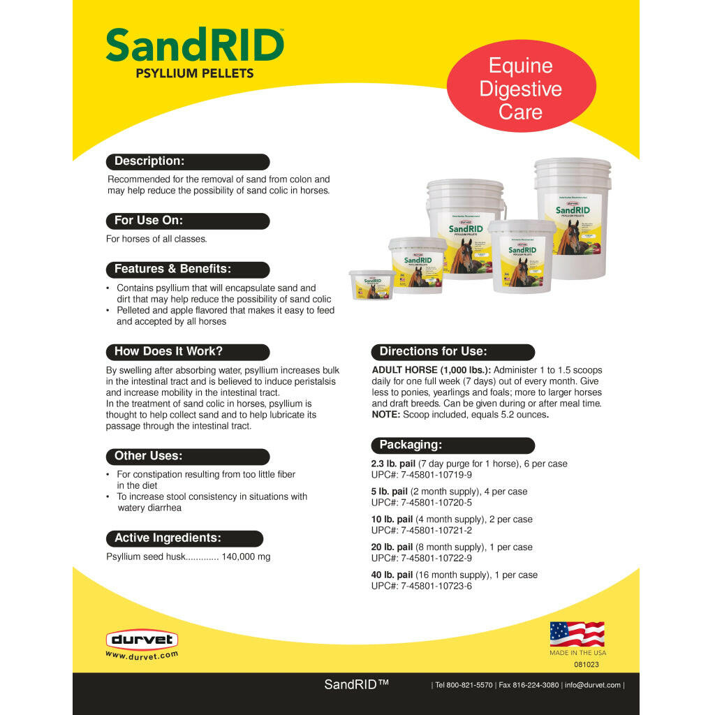 Durvet Sand Rid Psyllium Pellets (20 lb)