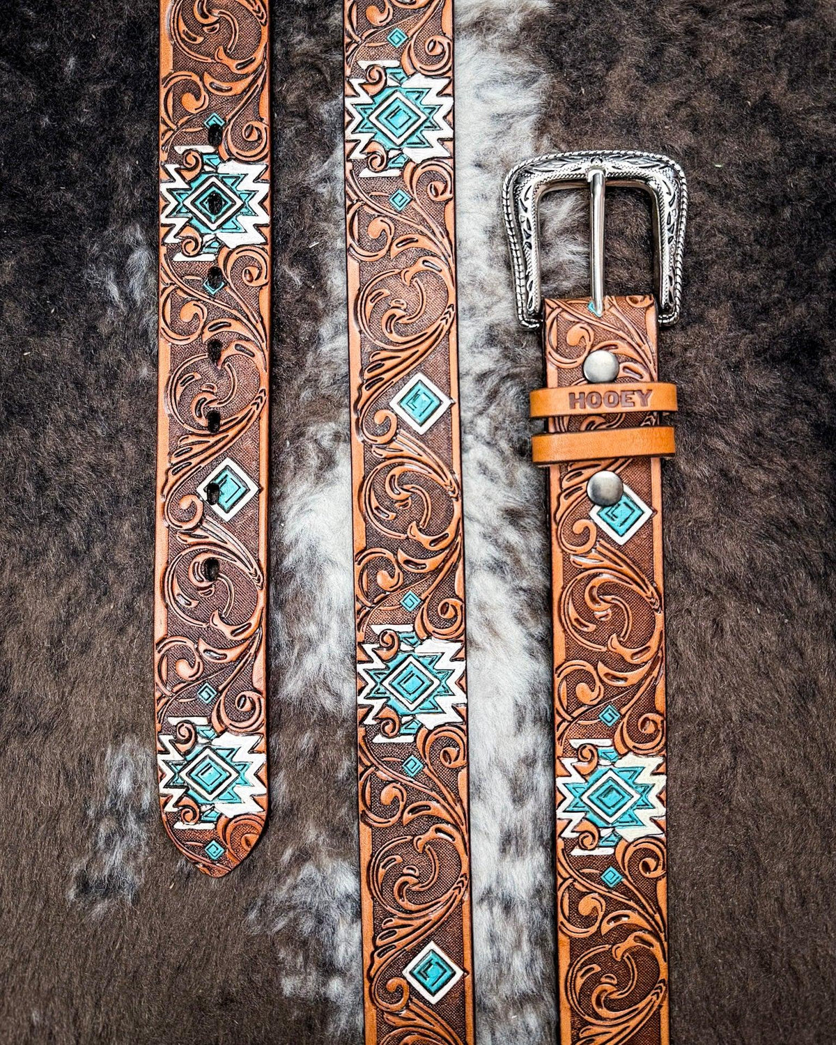 Dyani Brown and Turquoise Aztec Belt by Hooey