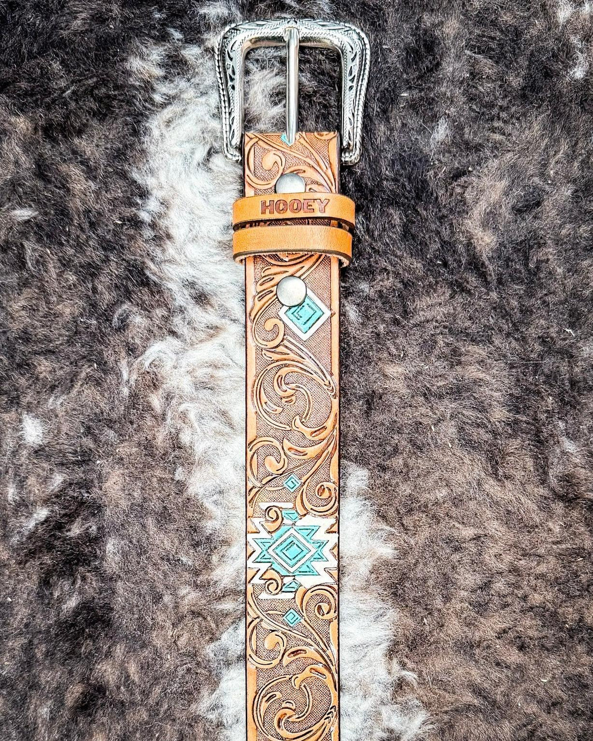 Dyani Brown and Turquoise Aztec Belt by Hooey