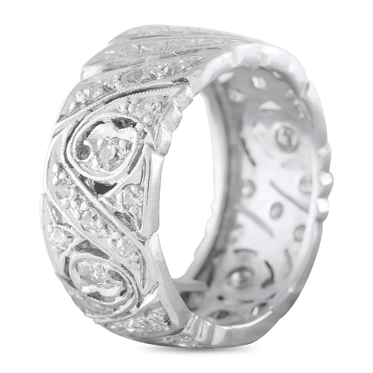 LB Exclusive Platinum 0.50ct Diamond Filigree Band Ring MF02-082526