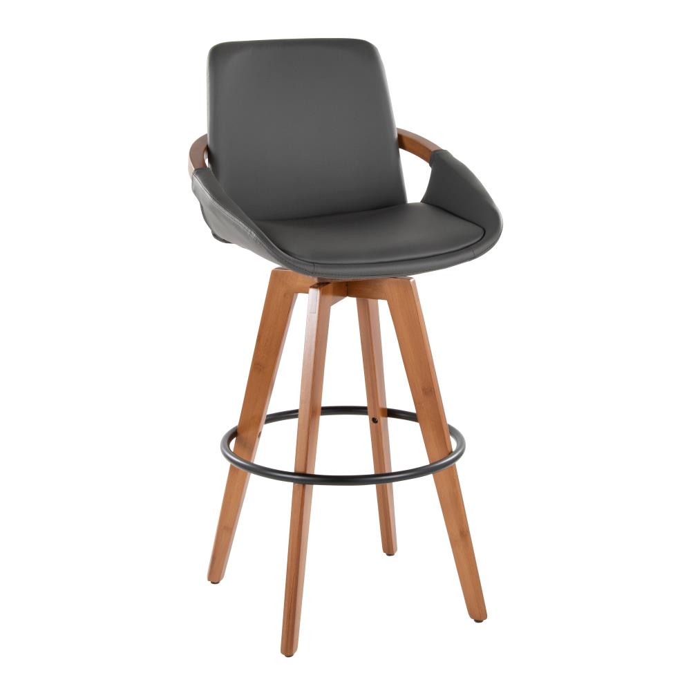 Contemporary Swivel Barstool with Padded Seat and Supportive Backrest
