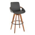 Contemporary Swivel Barstool with Padded Seat and Supportive Backrest