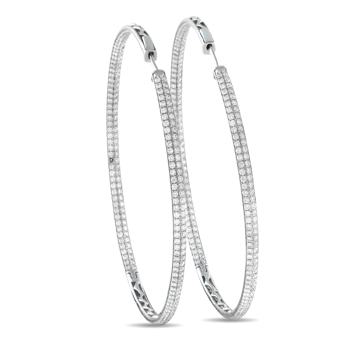 LB Exclusive 18K White Gold 5.20ct Diamond Inside-Out Hoop Earrings MF12-070626