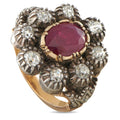 LB Exclusive Antique 14K Rose Gold and Silver 1.00ct Diamond and Ruby Ring MF05-080426