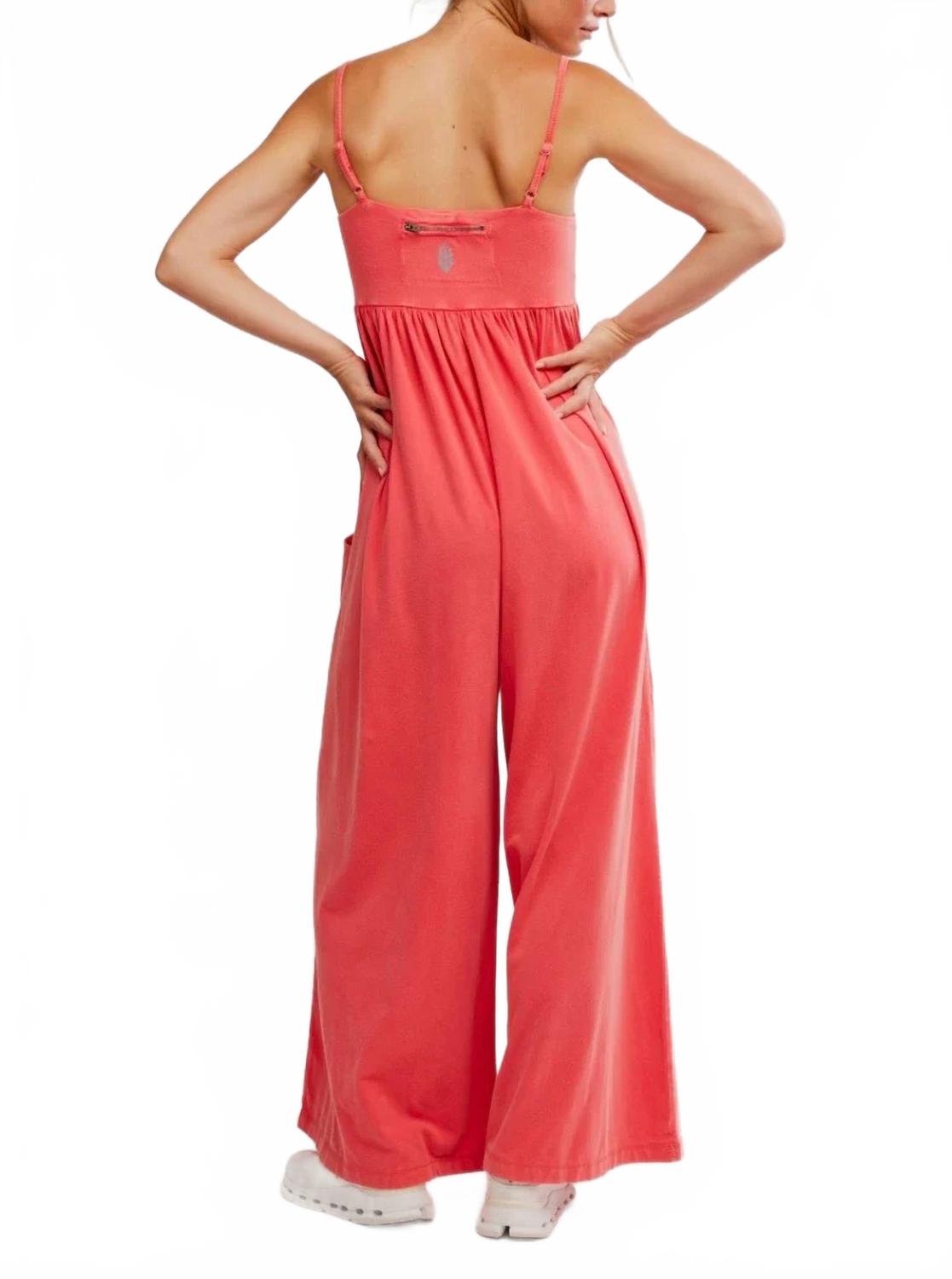 Hot Shot Strappy Onesie Jumpsuit In Grapefruit