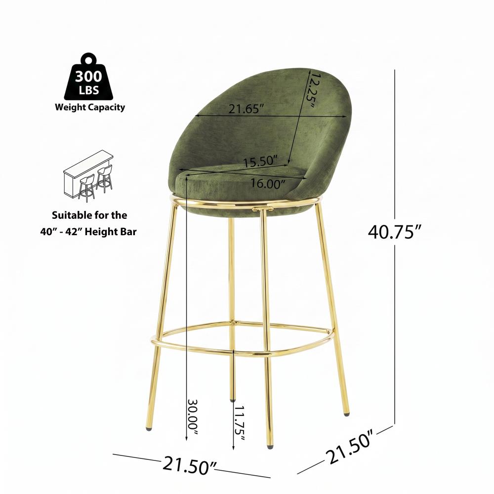 Luxury Bar Height Chairs with Plush Upholstery and Sleek Gold Metal Legs