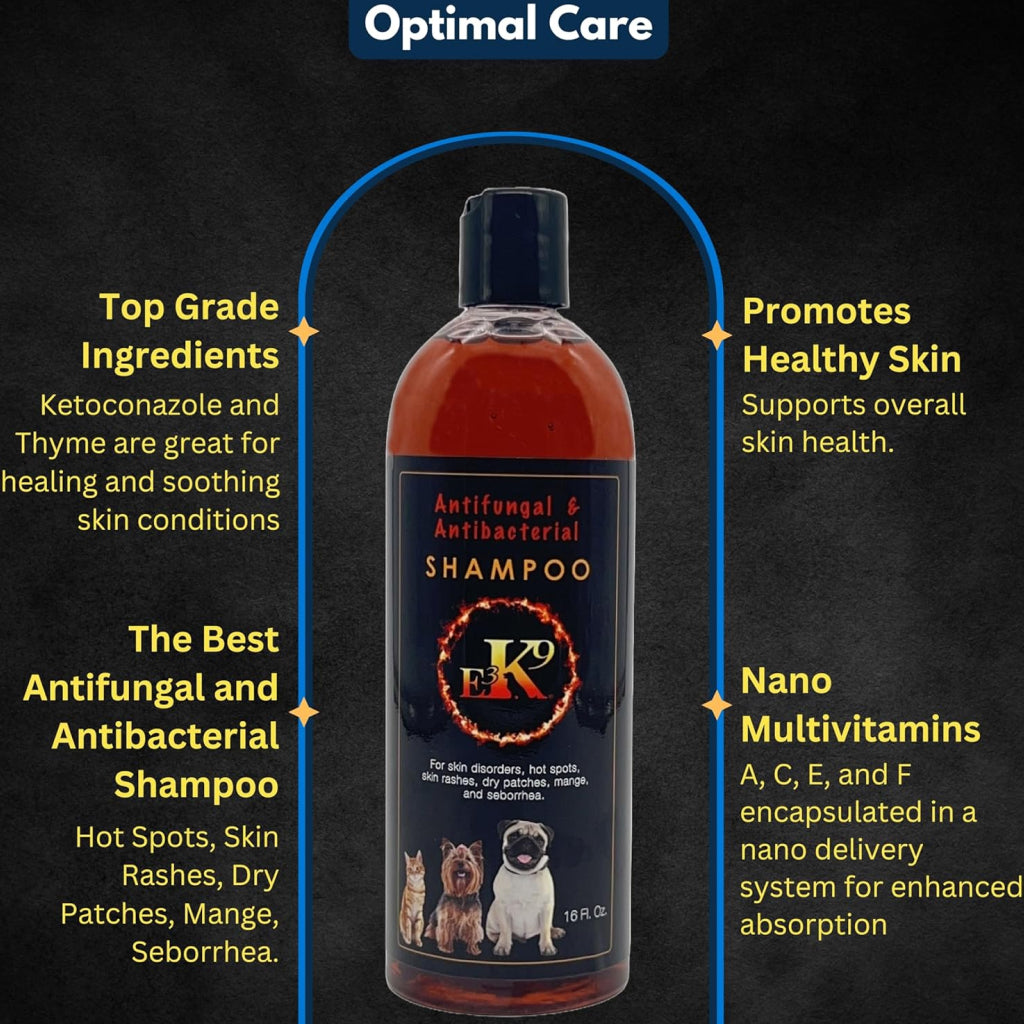 E3 K9 Antifungal & Antibacterial Shampoo for Dogs & Cats (16oz)