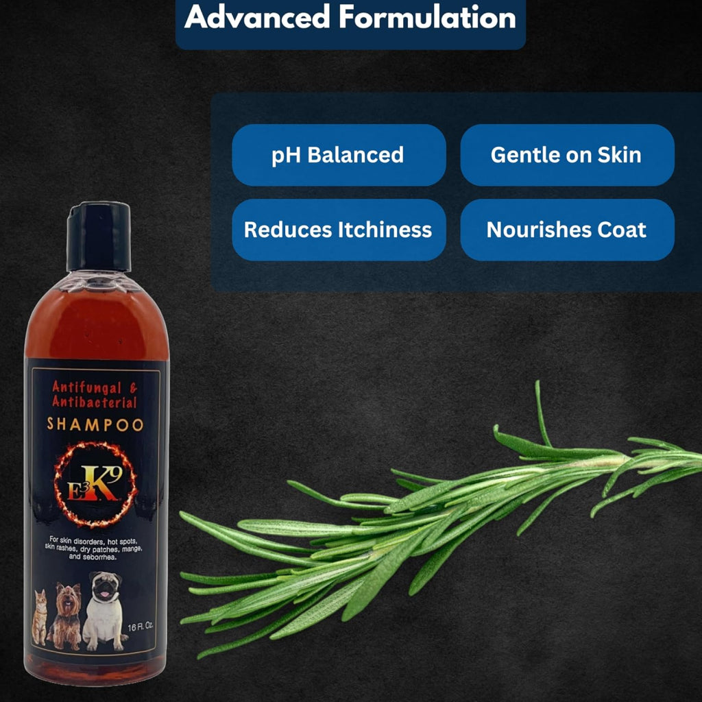 E3 K9 Antifungal & Antibacterial Shampoo for Dogs & Cats (16oz)