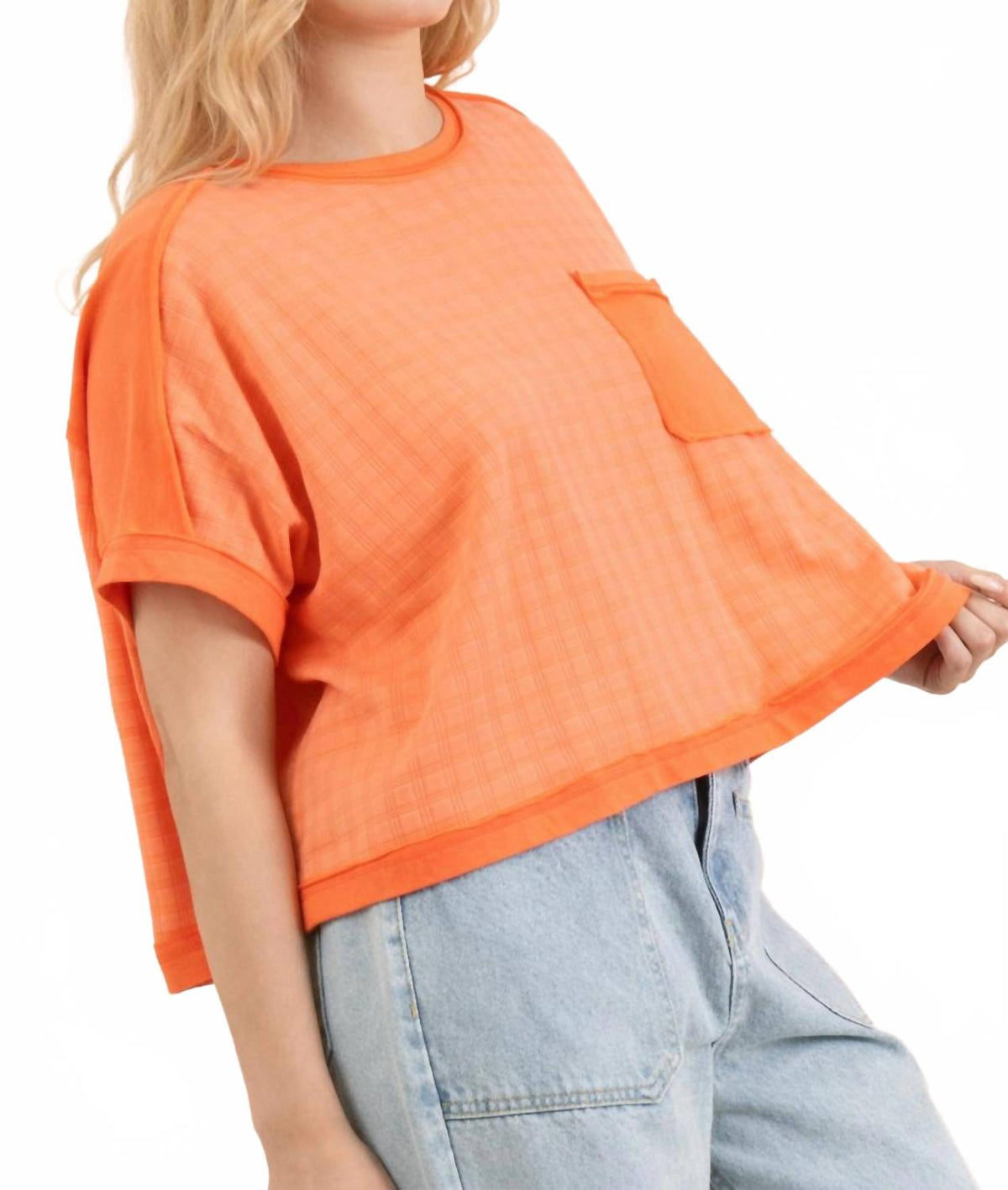 Tiny Squares Tee In Coral