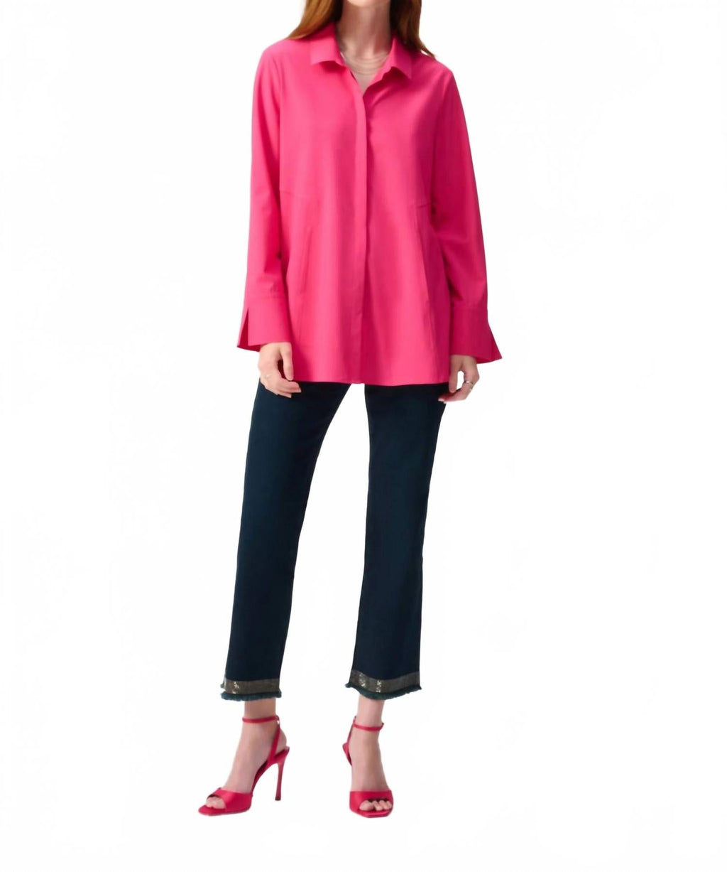 Collared Tunic Top In Pink