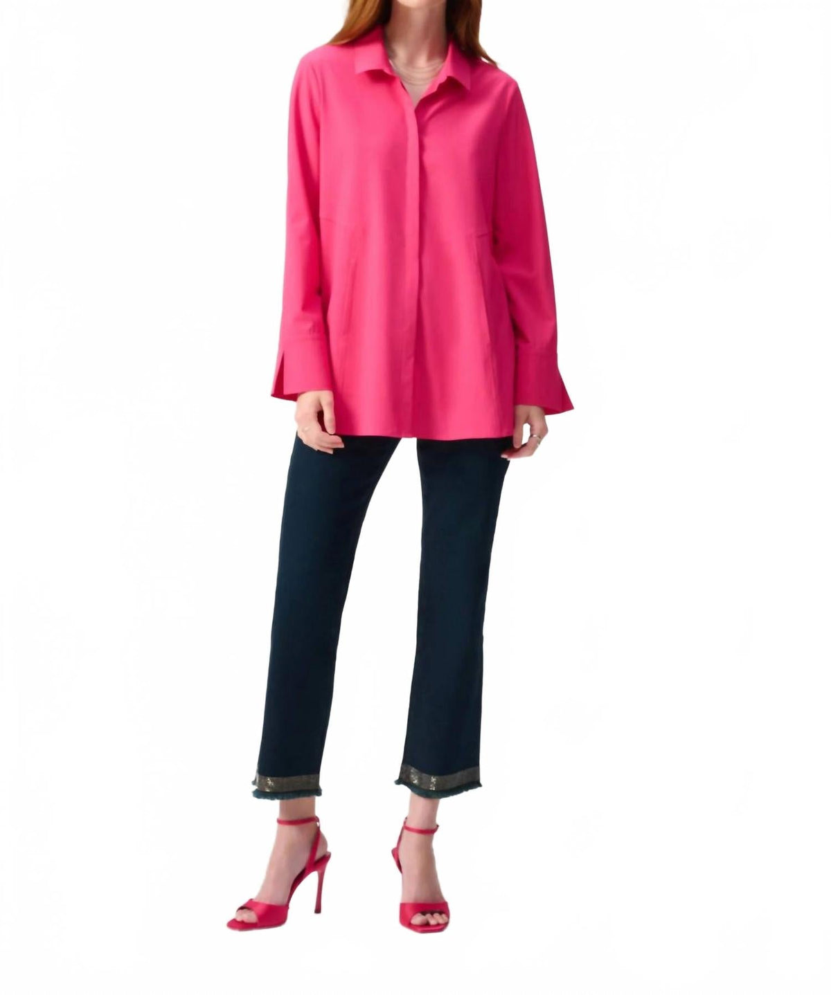 Collared Tunic Top In Pink