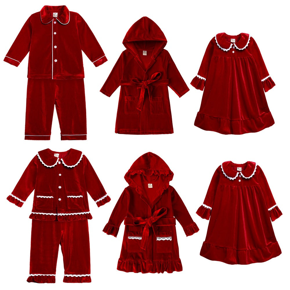 Red Velvet Matching Family Christmas Pajamas