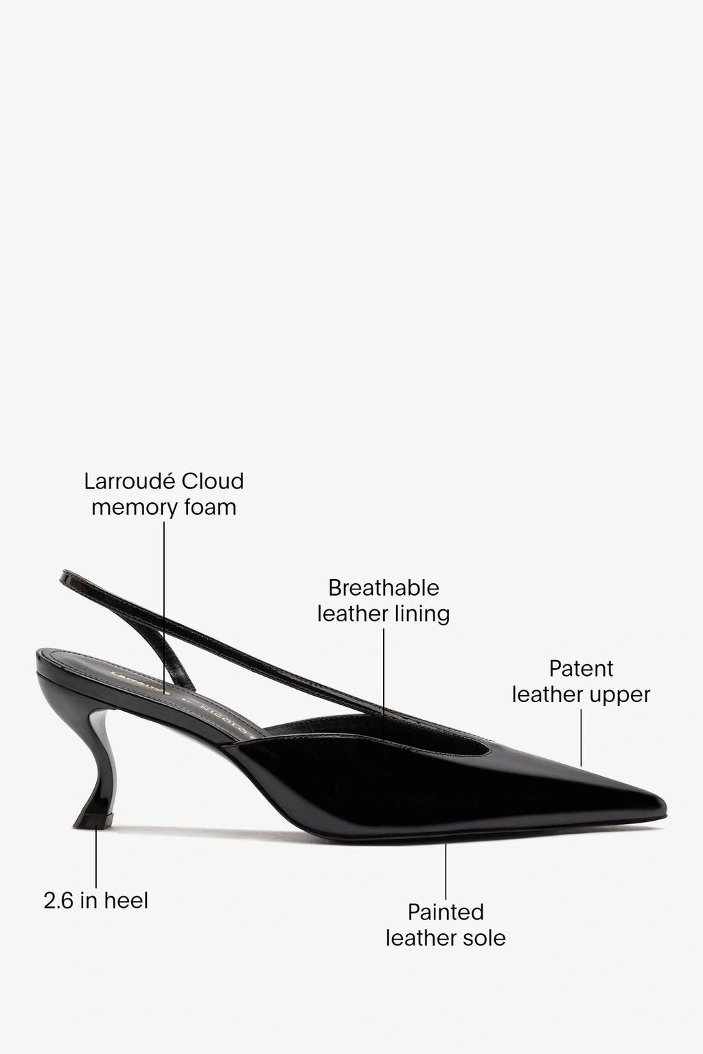 Larroudé by Nicolò B.: Lucia Slingback Pump Black Patent Leather