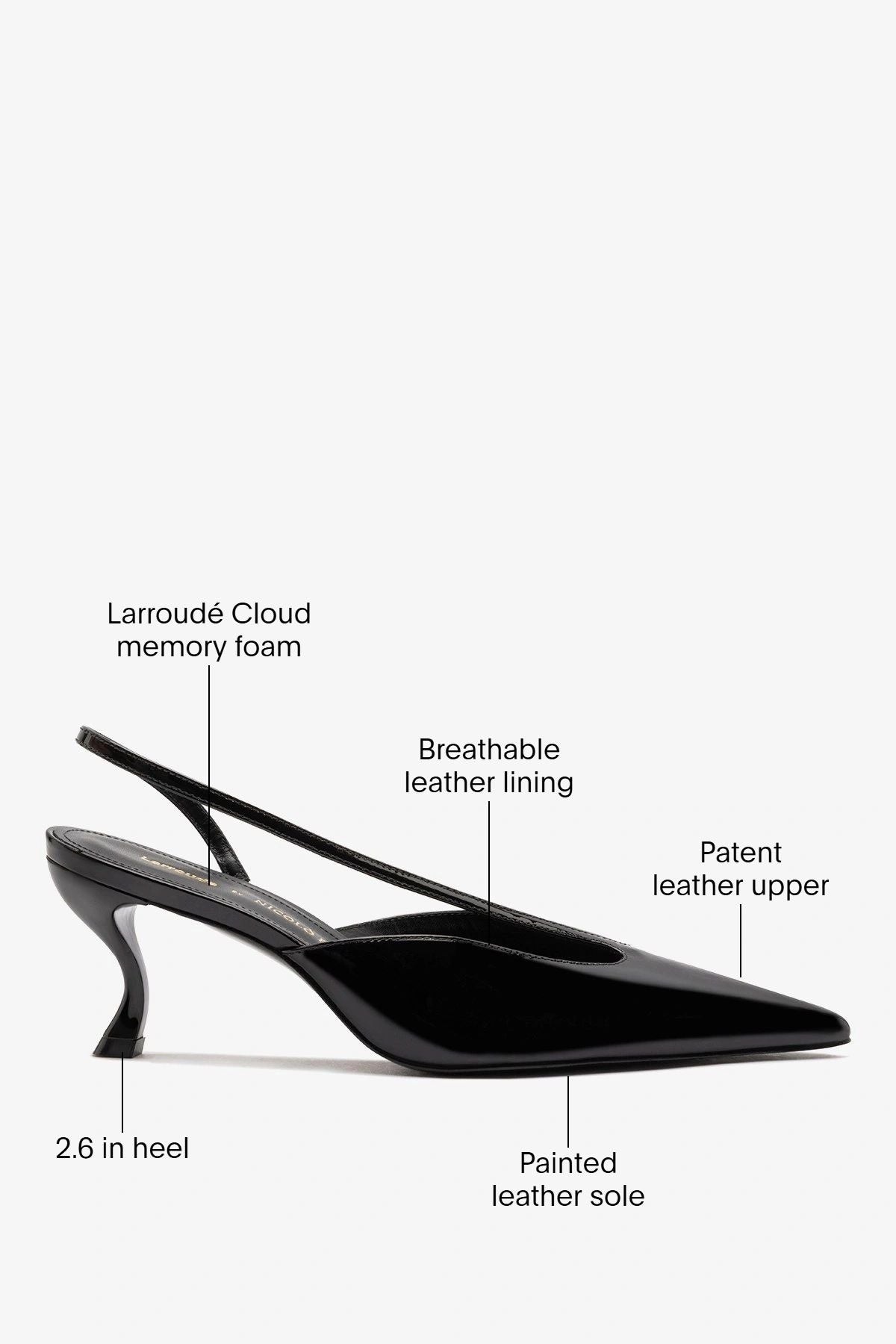 Larroudé by Nicolò B.: Lucia Slingback Pump Black Patent Leather