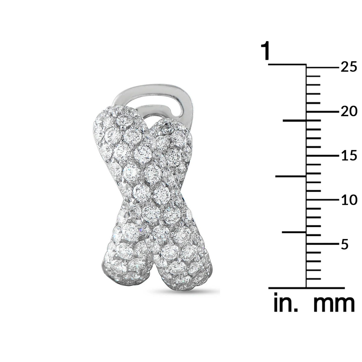 LB Exclusive 18K White Gold 3.33ct Diamond Crossover Earrings MF27-070926