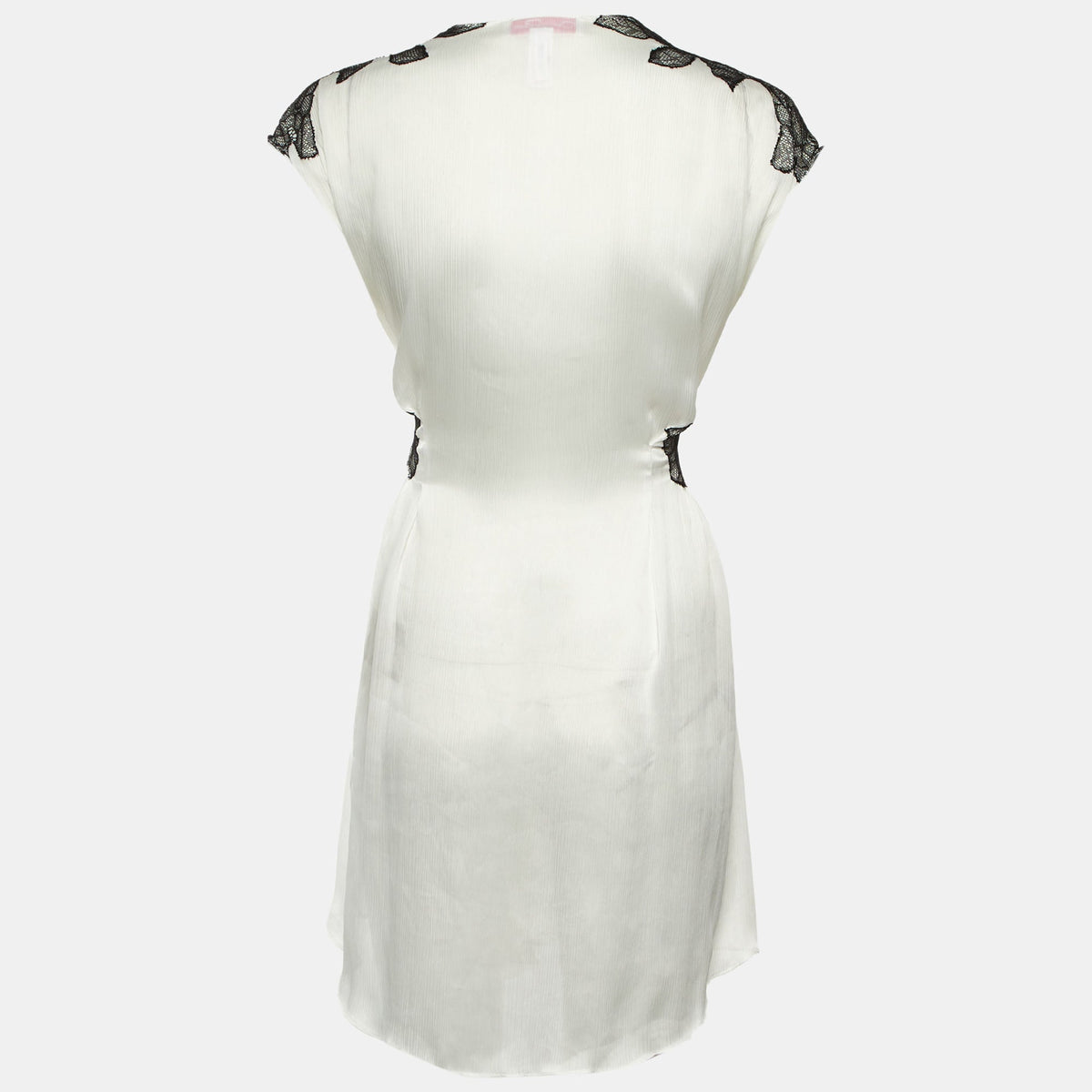 Oscar De La Renta Pink Label White Chiffon Lace Trim Robe