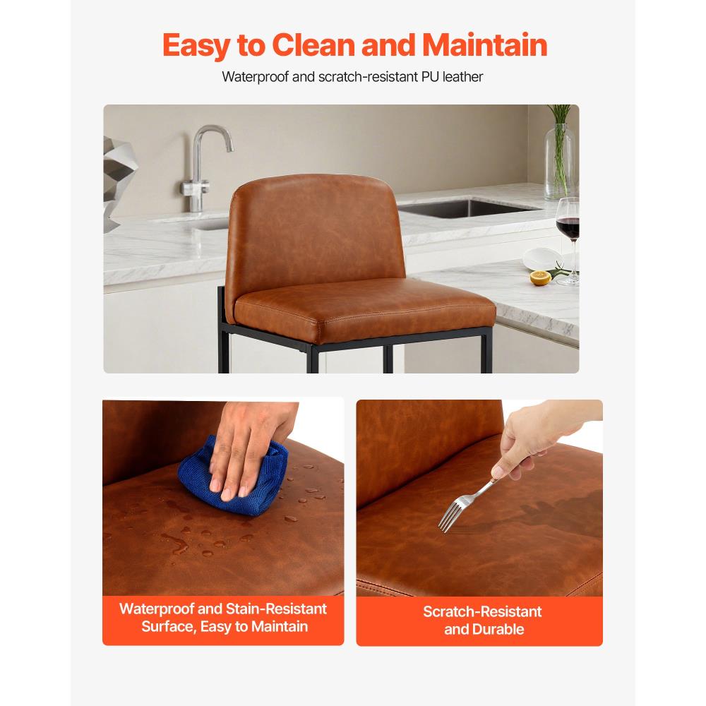 Contemporary Counter Chairs with Upholstered Seats and Metal Legs