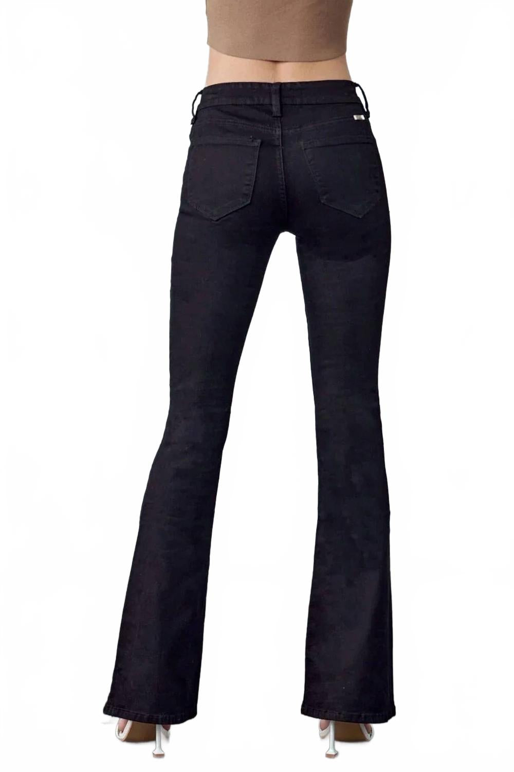 Ilene Mid Rise Flare Jeans In Black
