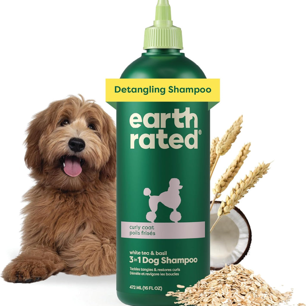 Earth Rated 3-in-1 Curly Coat White Tea & Basil Shampoo & Conditioner for Dogs (16 oz)