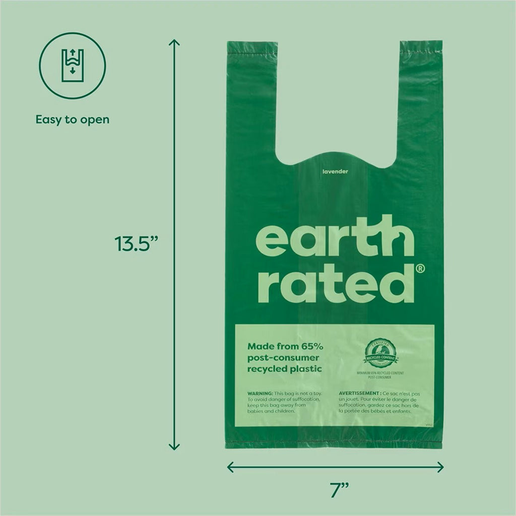 Earth Rated Dog Poop Bags with Handles, Lavender Scented, 120 Handle Bags