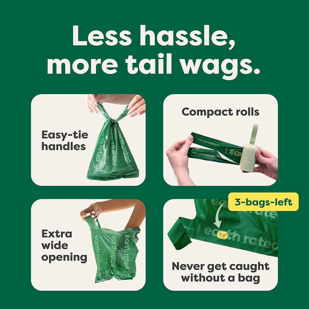 Earth Rated Dog Poop Bags with Handles, Lavender Scented, 120 Handle Bags