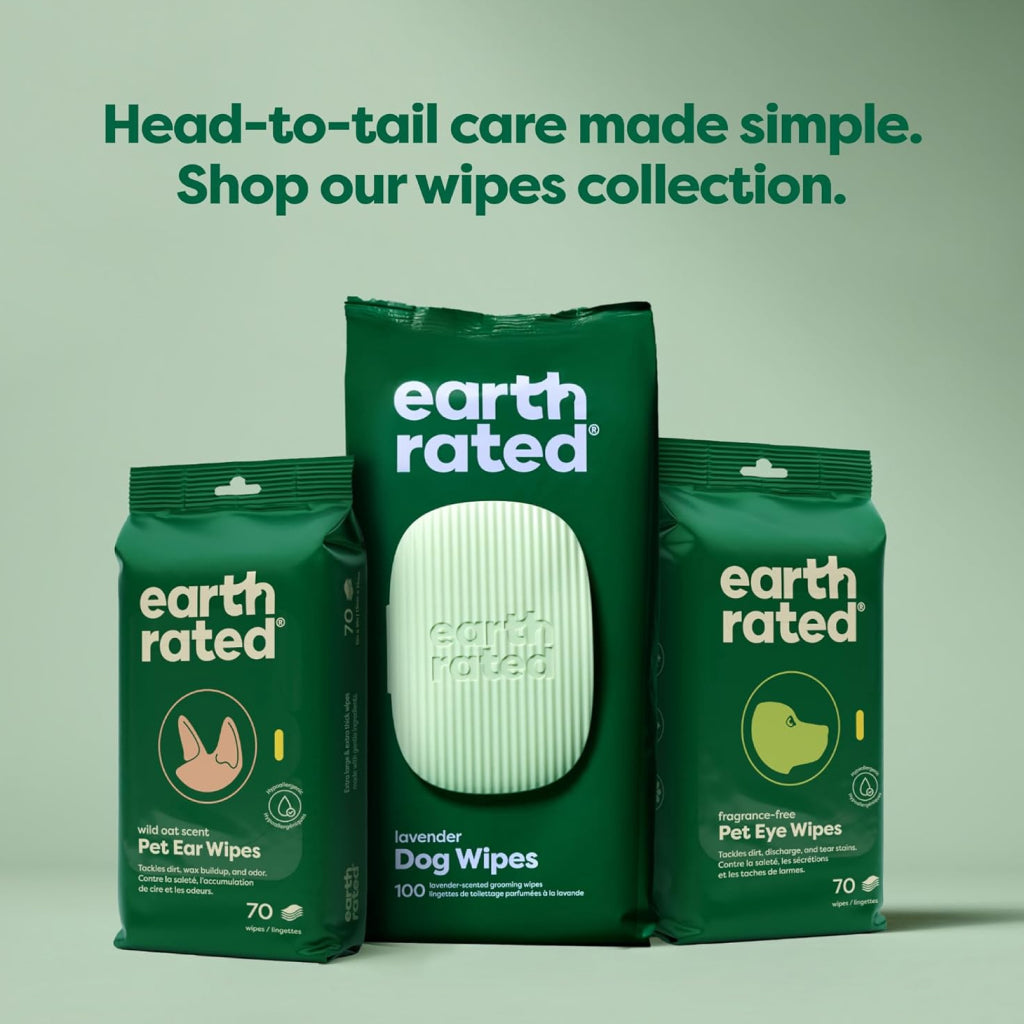 Earth Rated Hypoallergenic Dog Grooming Wipes, Lavender Scented (100 count)