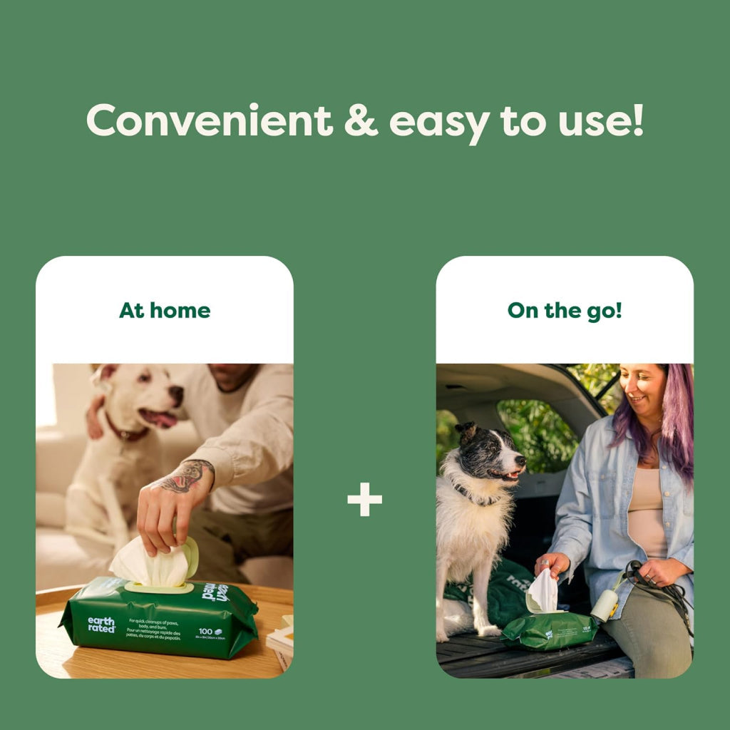 Earth Rated Hypoallergenic Dog Grooming Wipes, White Tea & Basil Scented (100 count)