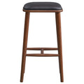 Mid-Century PU Leather Bar Stool with Wood Frame