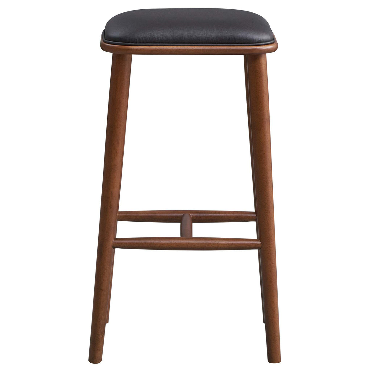 Mid-Century PU Leather Bar Stool with Wood Frame