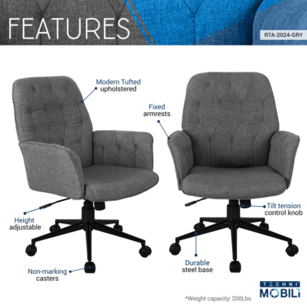 Modern Padded Office Chair with Armrests