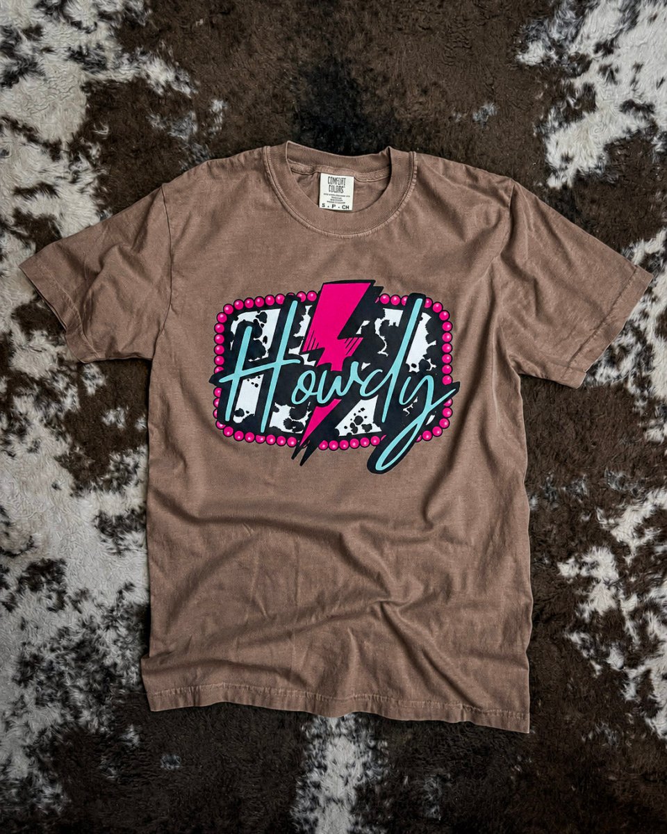 Electric Howdy Cow Print Graphic Tee