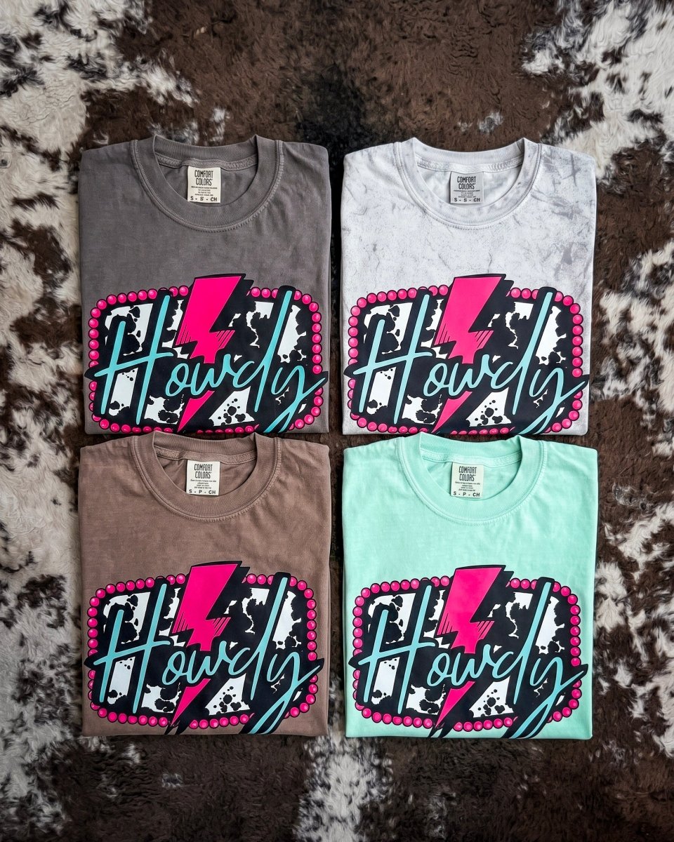 Electric Howdy Cow Print Graphic Tee