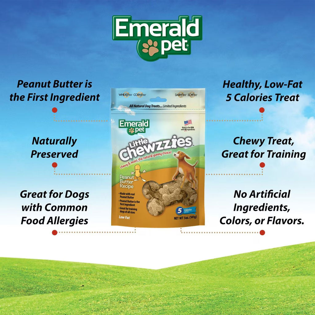 Emerald Pet Little Chewzzies Peanut Butter Recipe Dog Treats, 5-oz