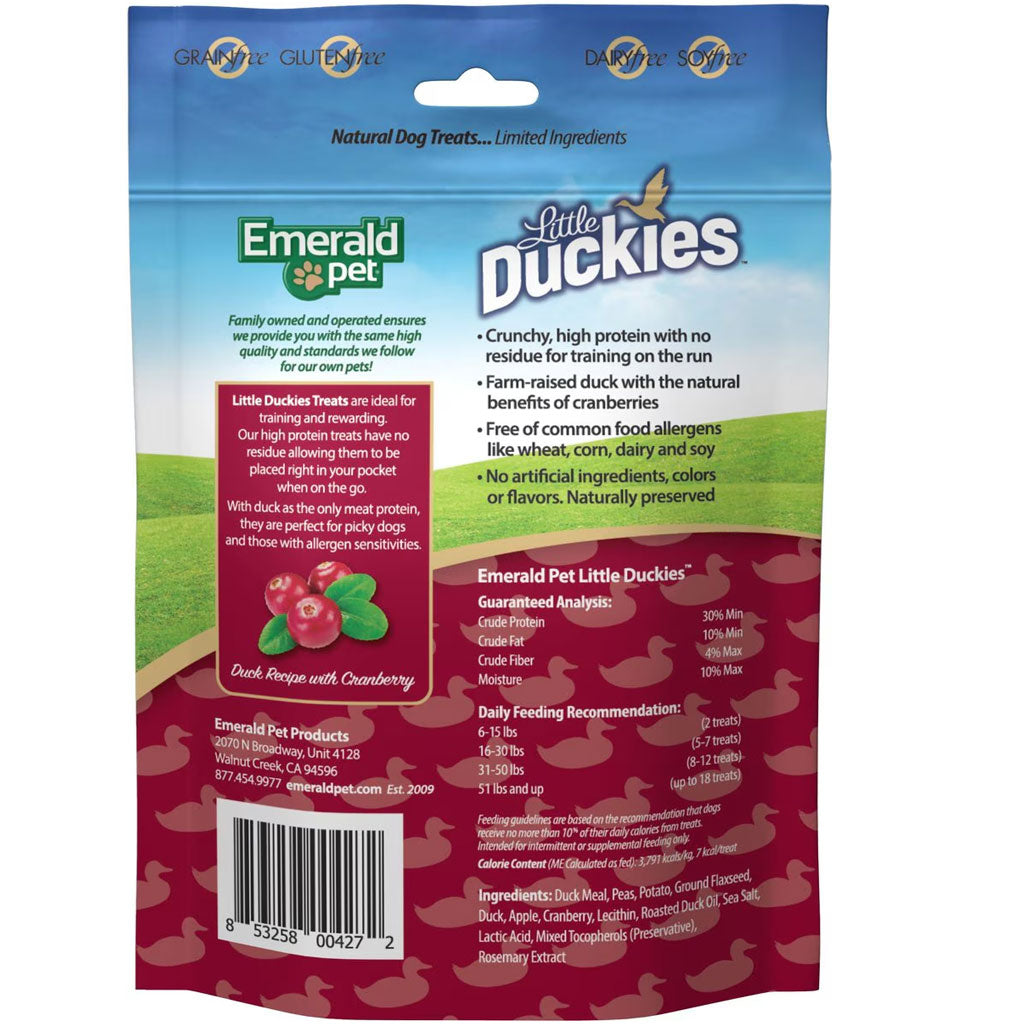 Emerald Pet Little Duckies Grain-Free with Duck & Cranberry Dog Treats, 5-oz