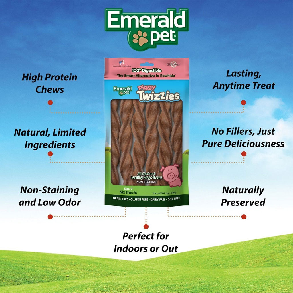Emerald Pet Piggy Twizzies Grain-Free Dog Treats, 6 count