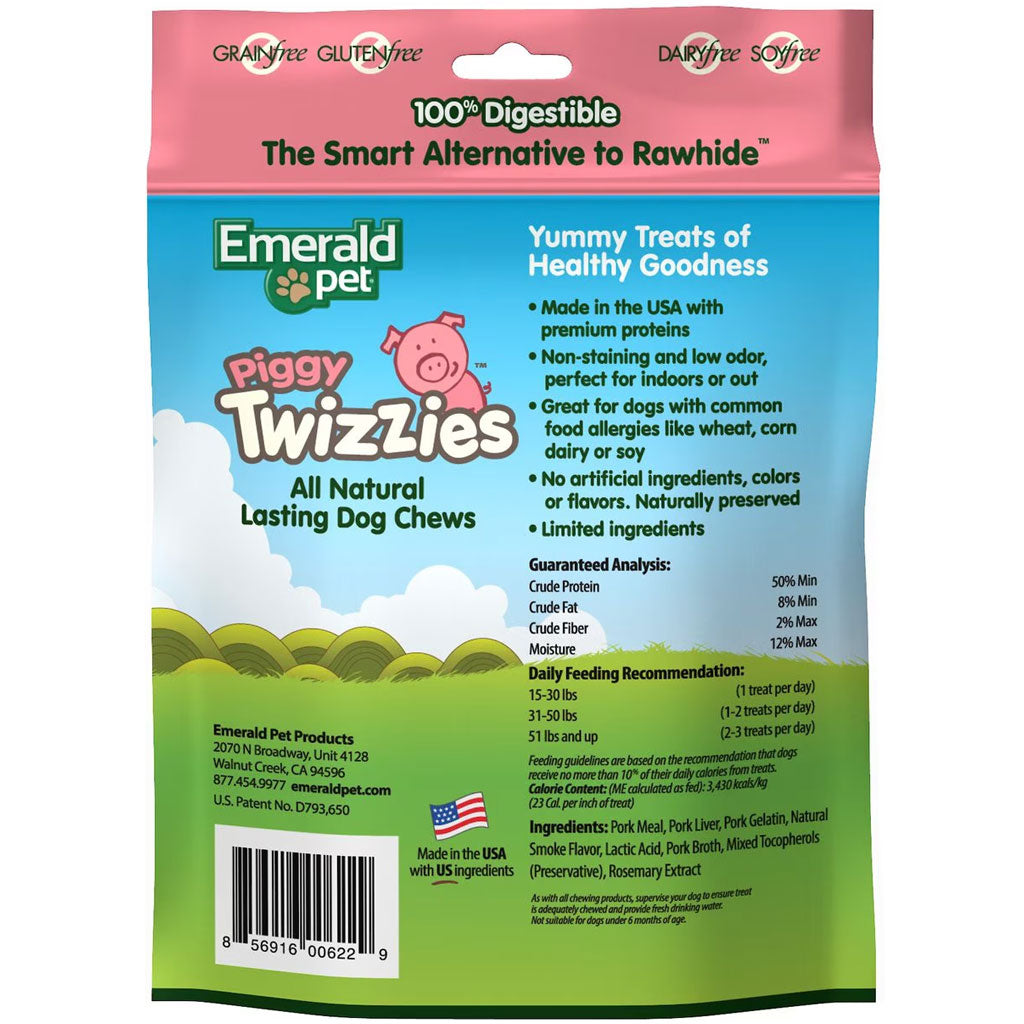 Emerald Pet Piggy Twizzies Grain-Free Dog Treats, 6 count
