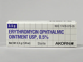 Erythromycin 0.5% Ophthalmic Ointment (3.5g), (Manufacturer may vary)