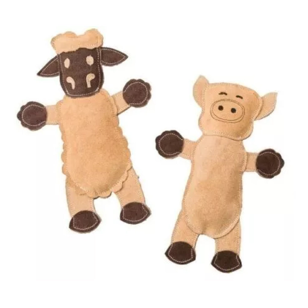 Ethical Dura-Fuse Leather Barnyard Toy For Dogs, assorted characters (11")