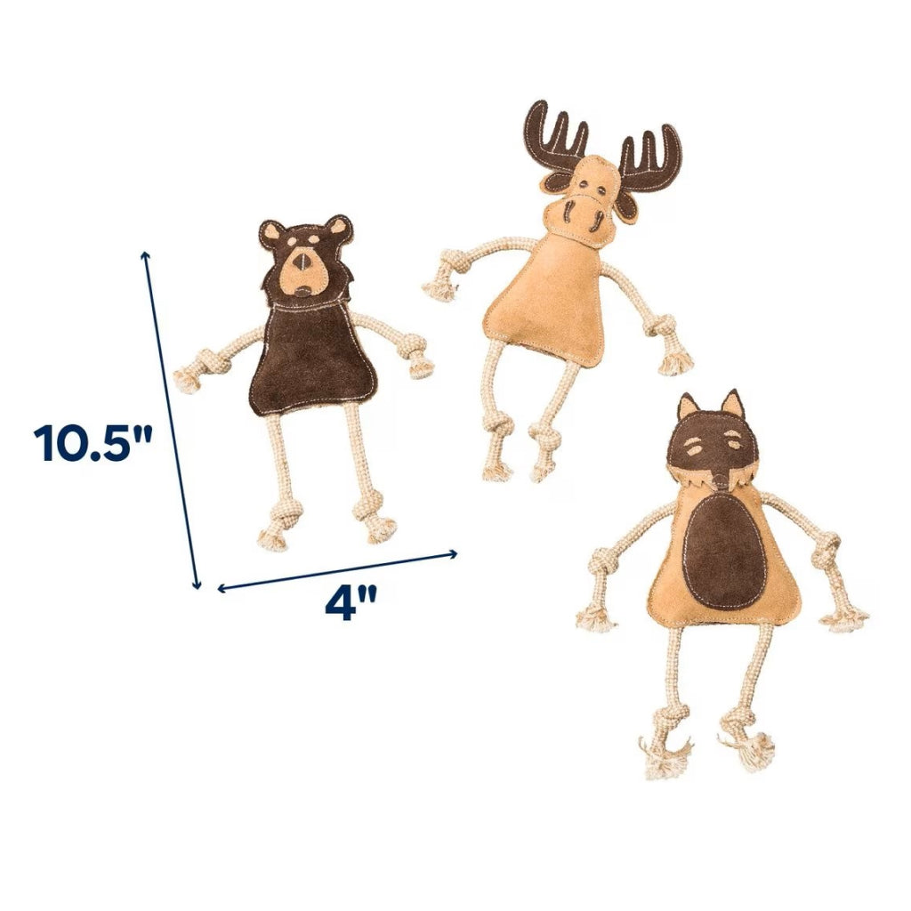 Ethical Dura-Fuse Leather Forest Toy For Dogs, Assorted Characters (14")