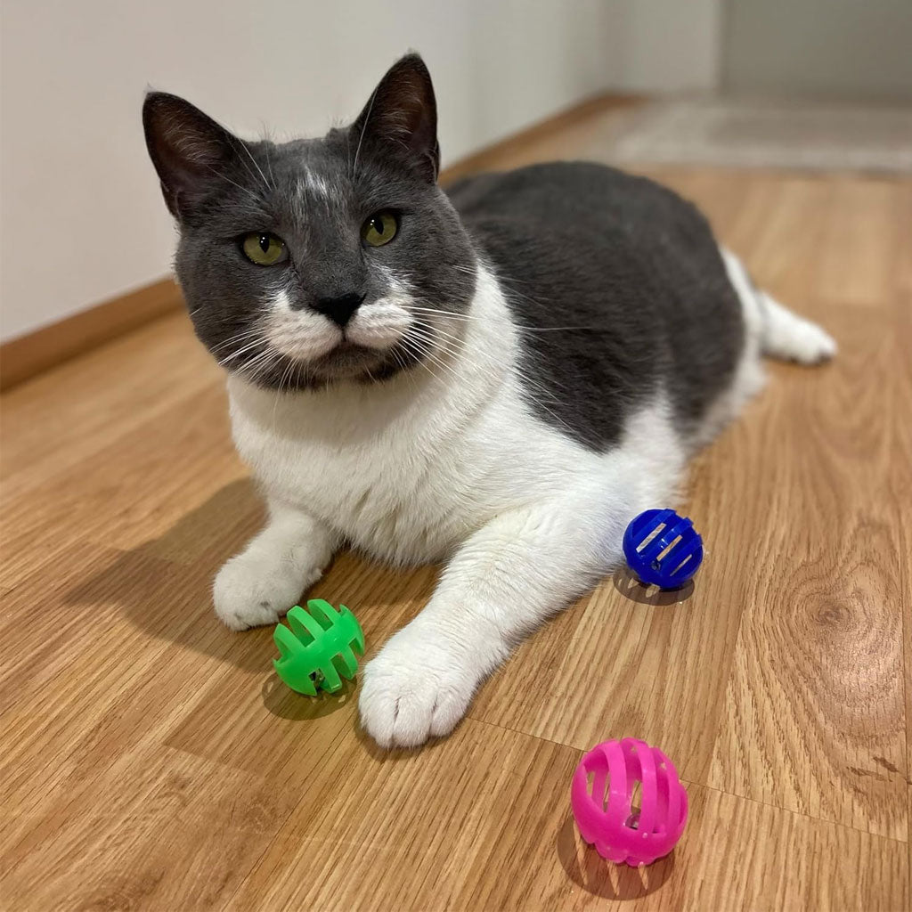 Ethical Pet Spot Slotted Balls Cat Toy Multi-Color, 4-count