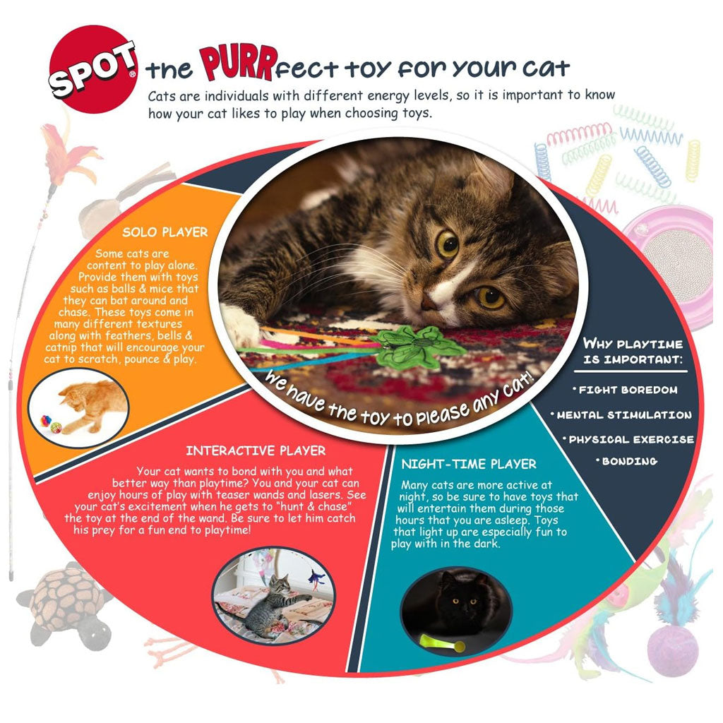 Ethical Pet Spot Slotted Balls Cat Toy Multi-Color, 4-count