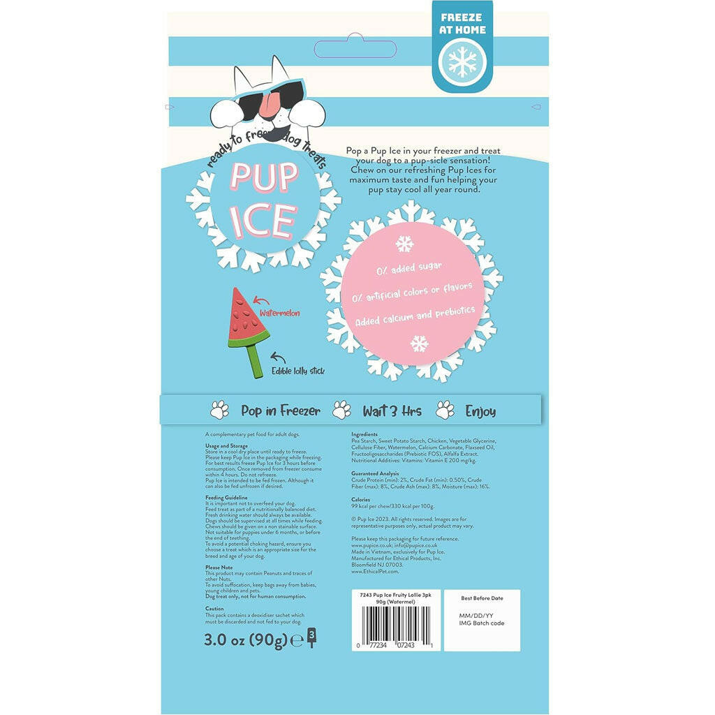 Ethical Pup Ice Fruity Lollies Ready to Freeze Dog Treats, 3-pack