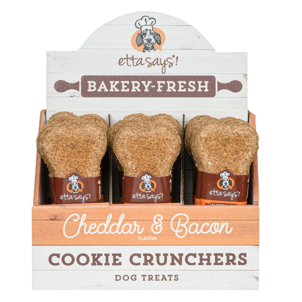 Etta Says! Cookie Cruncher Dog Treat Cheddar & Bacon, 5"