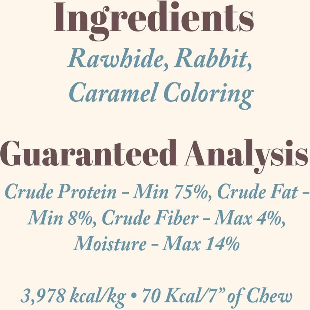 Etta Says! Premium Crunchy Rabbit Dog Chew Treats, 7"