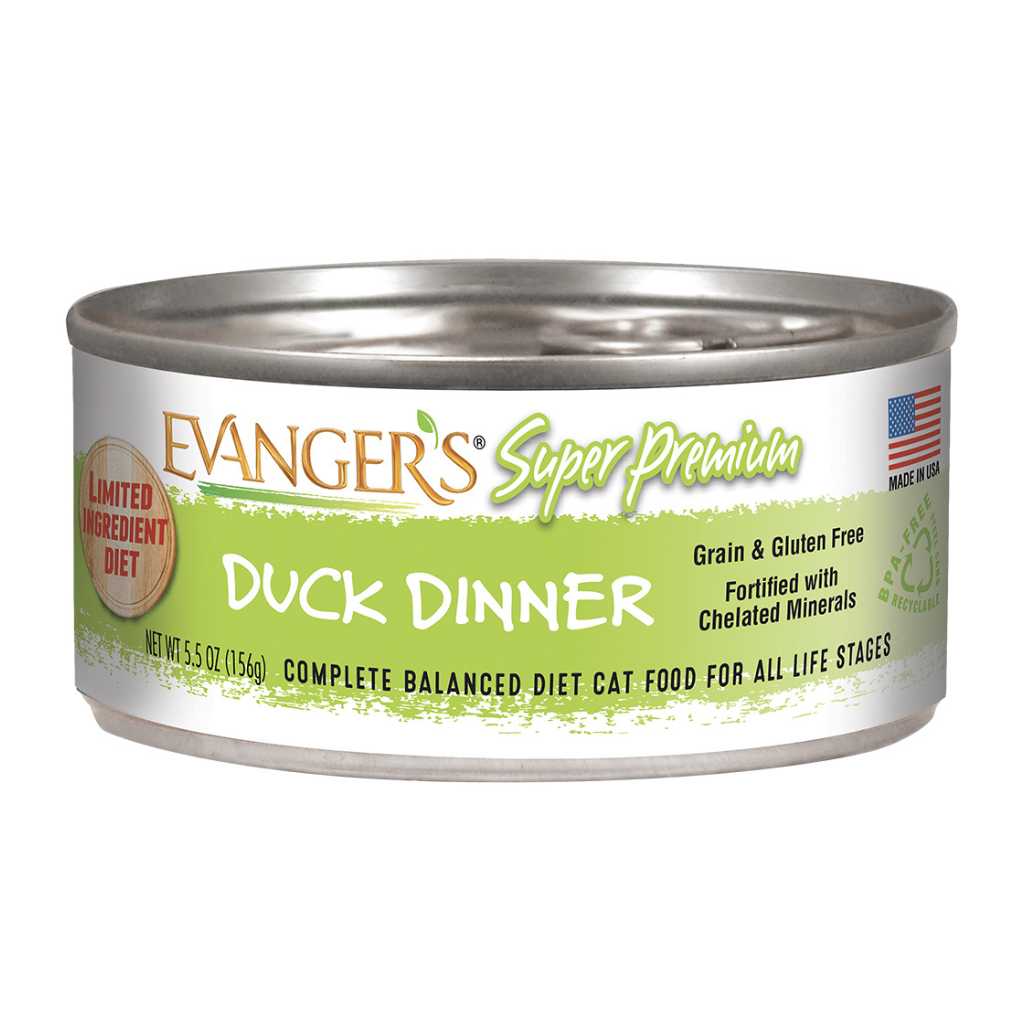 Evanger's Super Premium Duck Dinner Grain-Free Wet Cat Food, (5.5-oz x 24 cans)