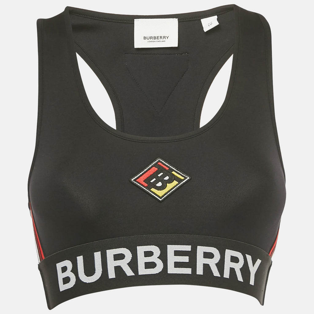 Burberry Black Logo Patch Jersey Sports Bra