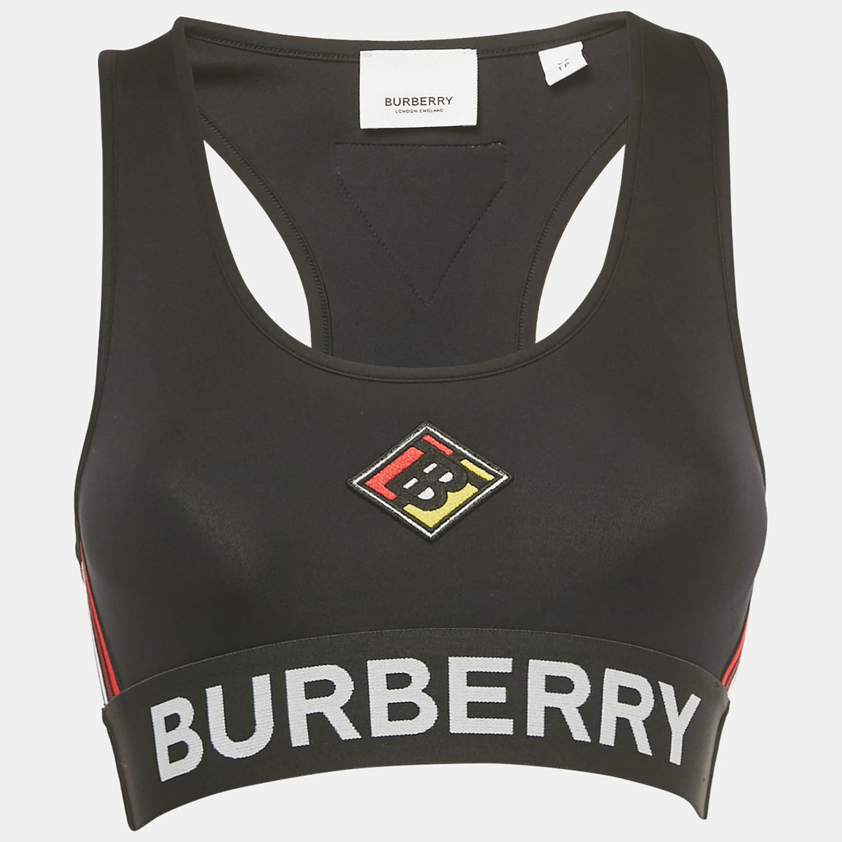 Burberry Black Logo Patch Jersey Sports Bra