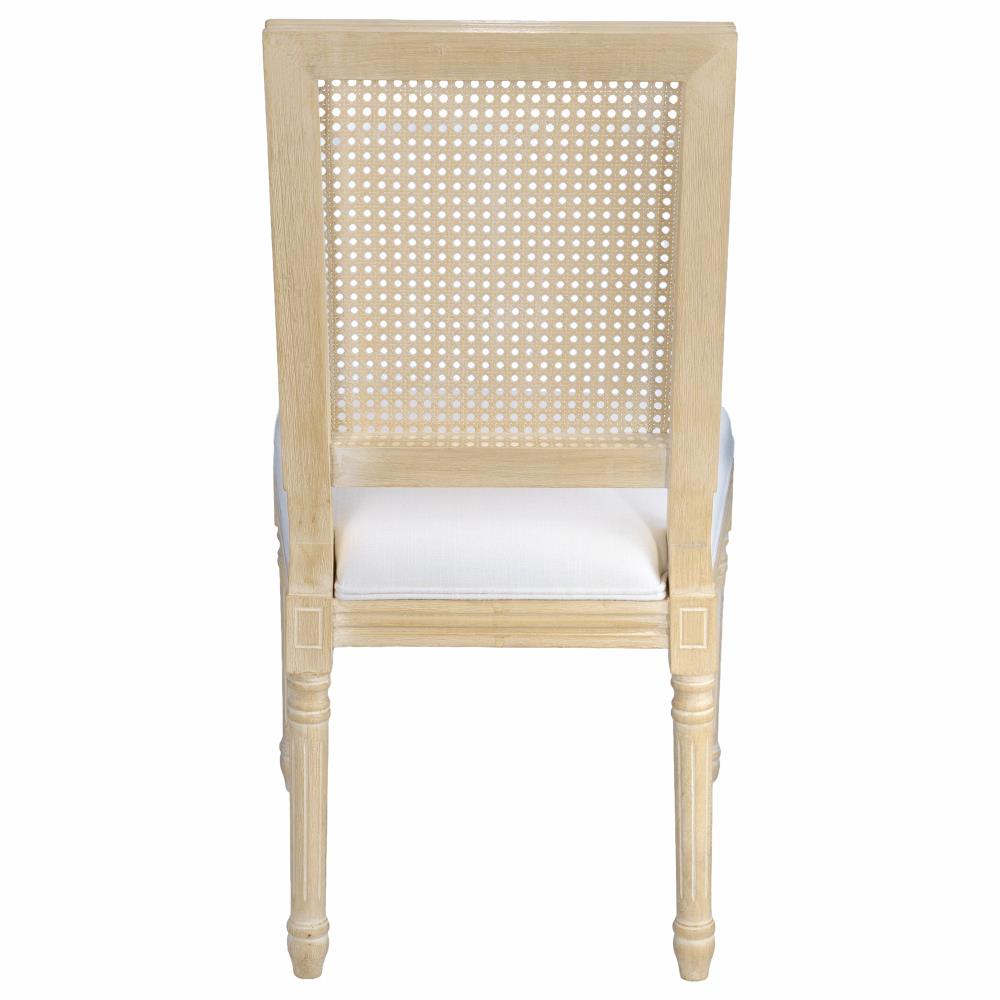 Solid Wood Dining Chairs with Square Rattan Backrests and Upholstered Seating